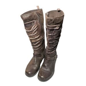 Earth Origins Dark Brown Ruched LEATHER Riding Style Boot Sz 7.5 Ladies!